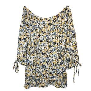Perception Concepts - Yellow Floral - Off-Shoulder Blouse M